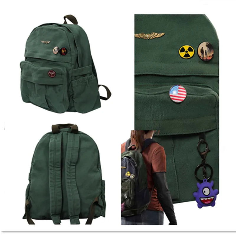 Ellie Cosplay Backpack The Last School Bag Rucksack Badge Brooch Bag Pendant  Halloween Costume Accessories Gifts Set